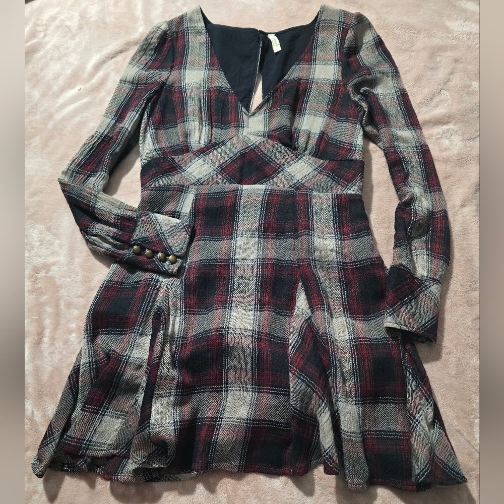 Free People Teen Spirit Plaid Mini Dress - Pretty Little Liars Aria RARE Size 8 - Picture 2 of 12